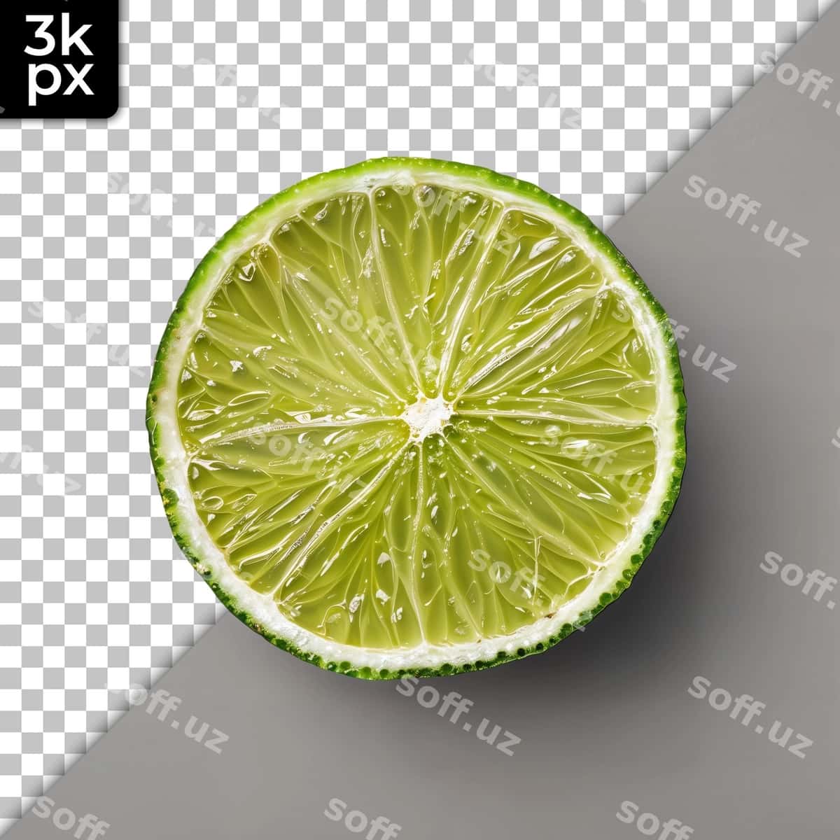Limon yarıshtirilgan shaffof yuzada o'tirgan | Lime cut half sits transparent surface 1