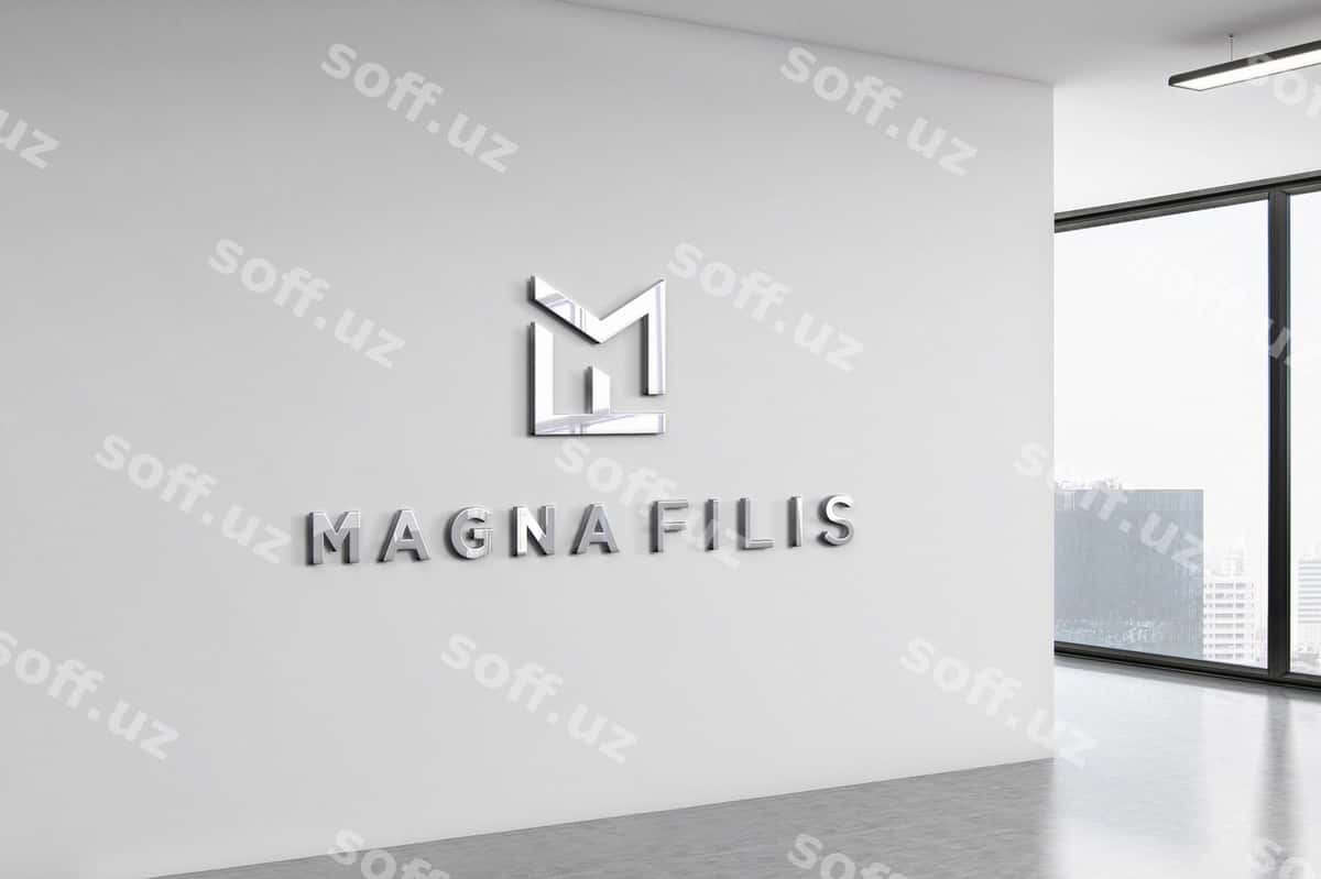 Logotip 3D namuna ofis devor | Logo mockup office wall 3d 1