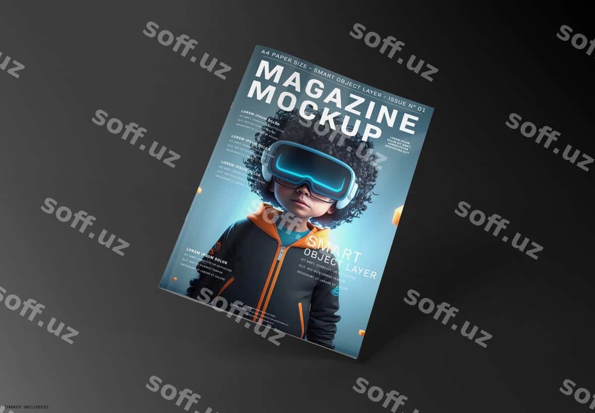 Magazin varaqi yogʻoch yuzasi namunasi | Magazine cover wood surface mockup 1