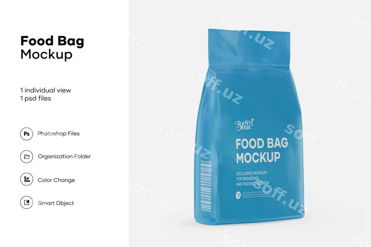 Mat ovqat po'ch namunasi | Matte food bag mockup 1