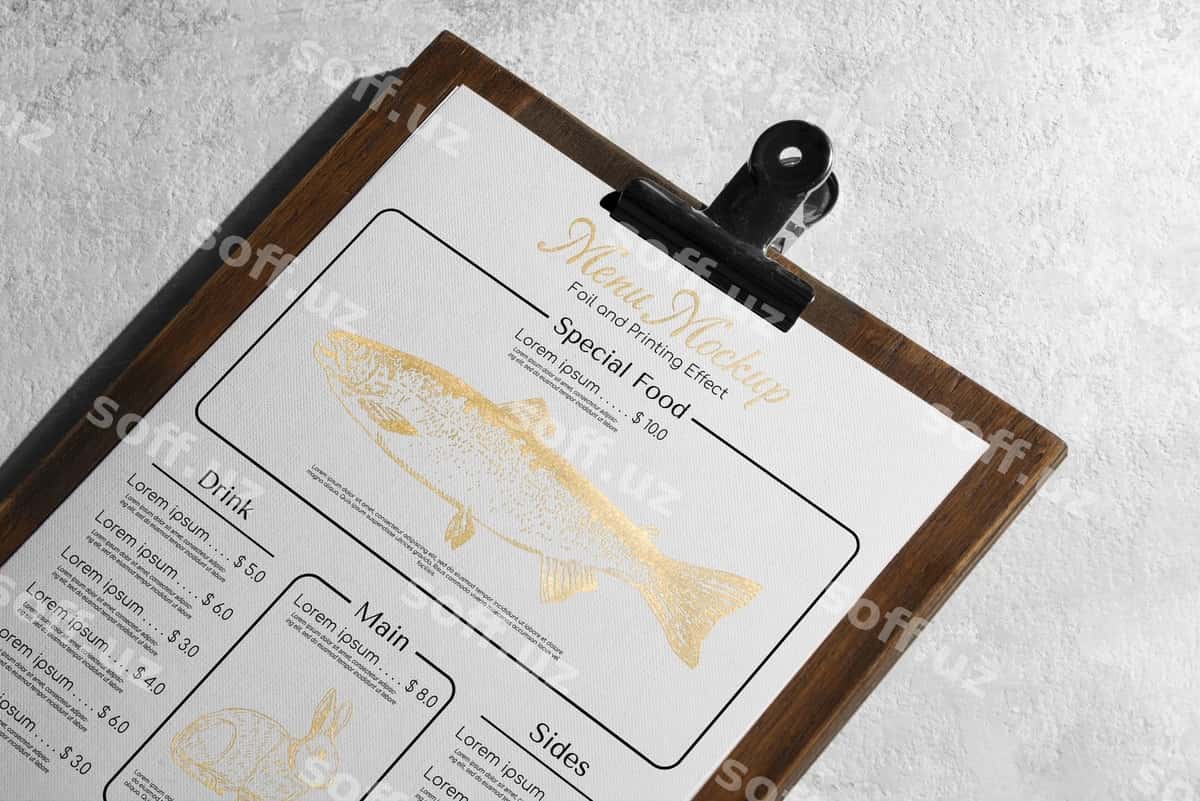 Menyu studiya maketi | Menu studio mockup 1