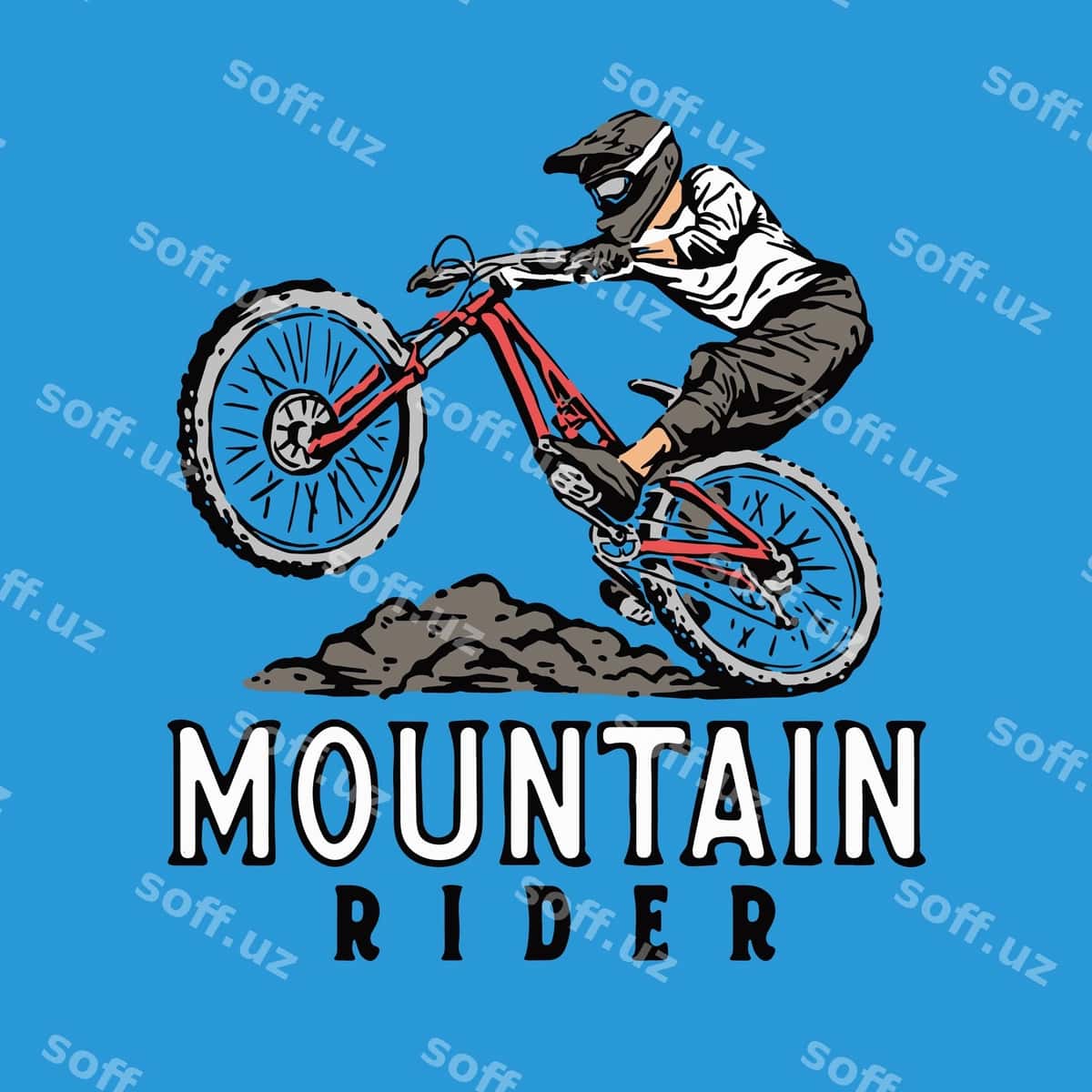 To'pka velosiped haydovchi illustratsiyasi | Mountain bike rider illustration 1