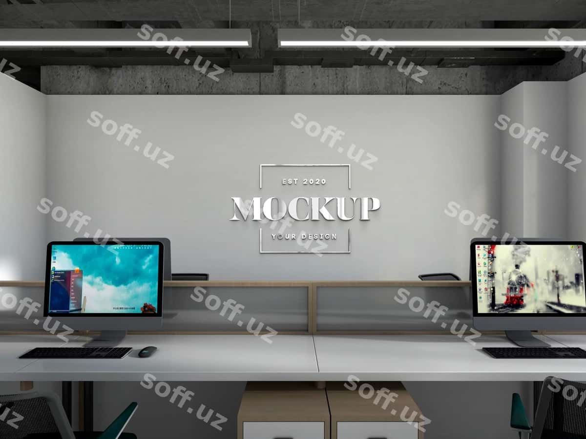 Ofis logotipi devorining maketi | Office logo wall mockup 1