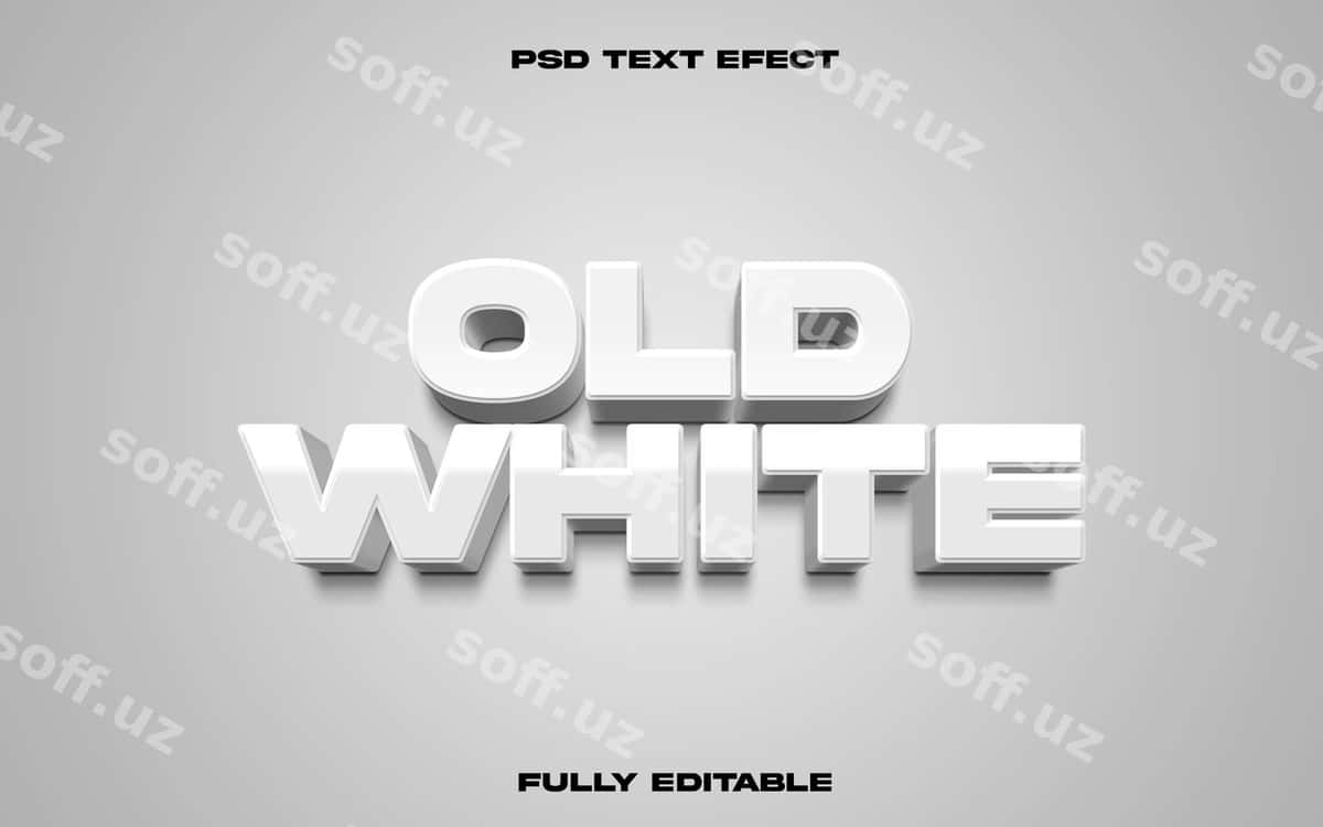 Eski oq 3d matn effekti | Old white 3d text effect 1