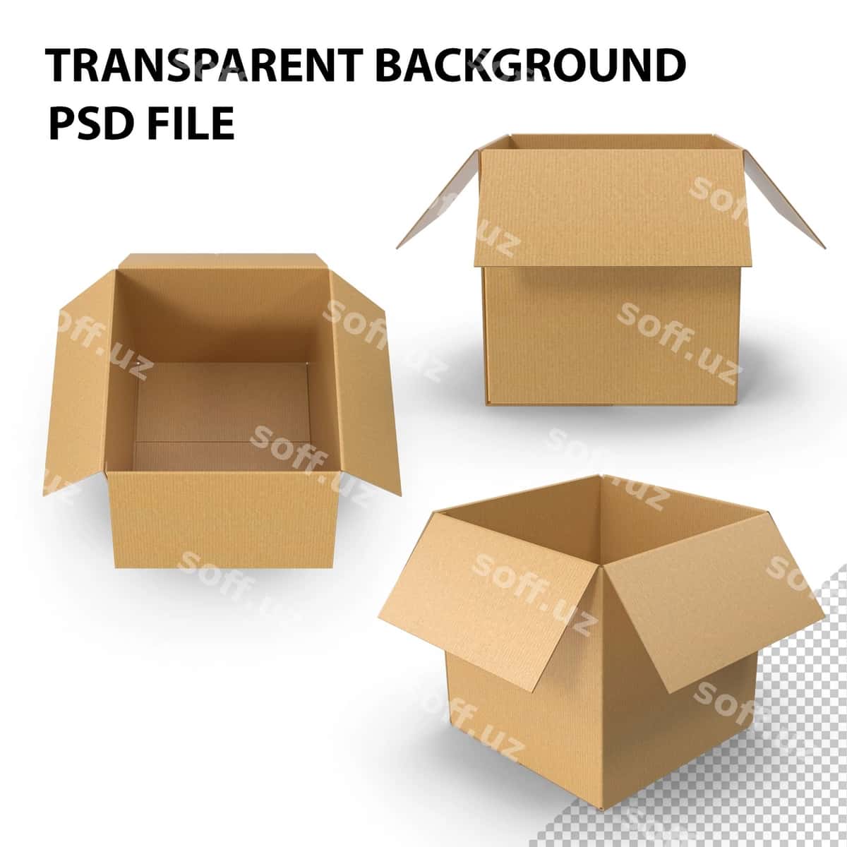 Ochiq qog'ozli karton quti png | Open cardboard box png 1