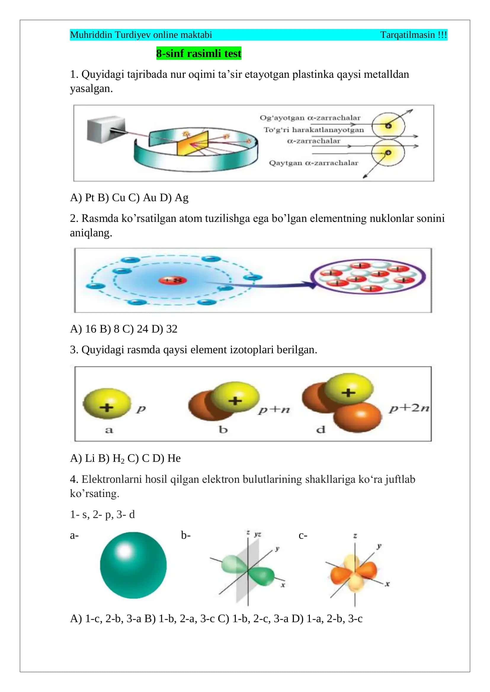 8-sinf rasimli test 1