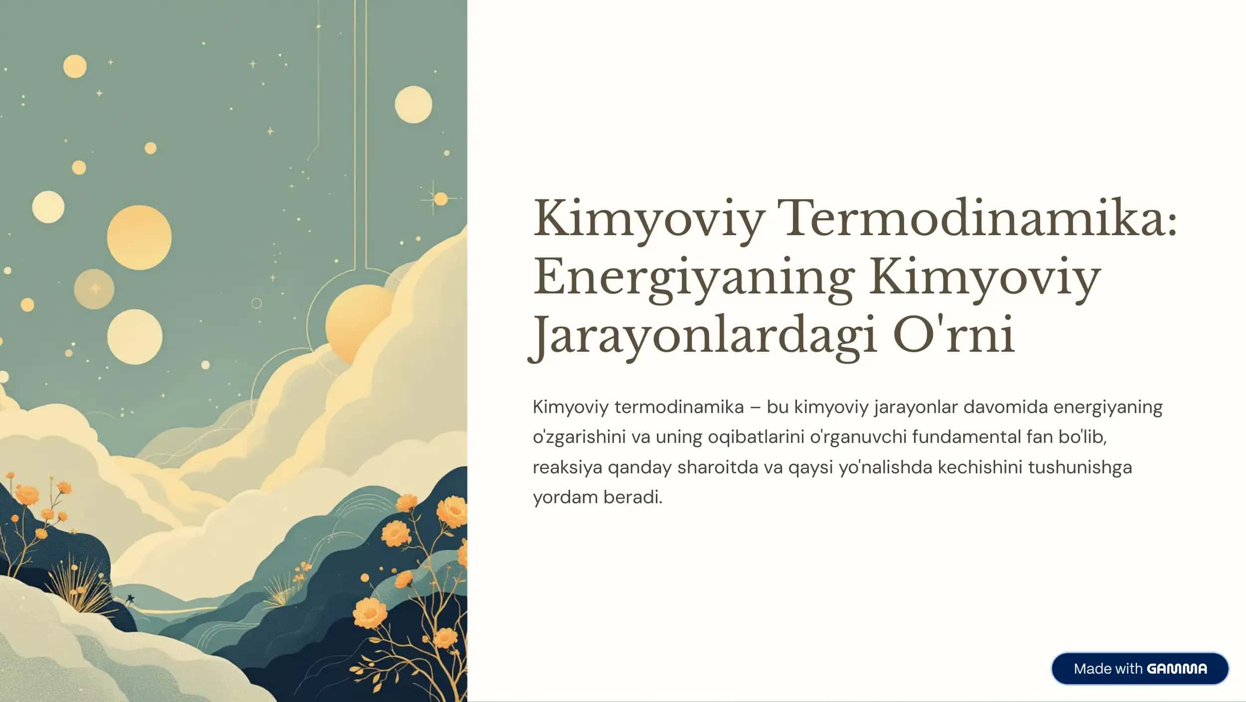 Kimyoviy Termodinamika 1