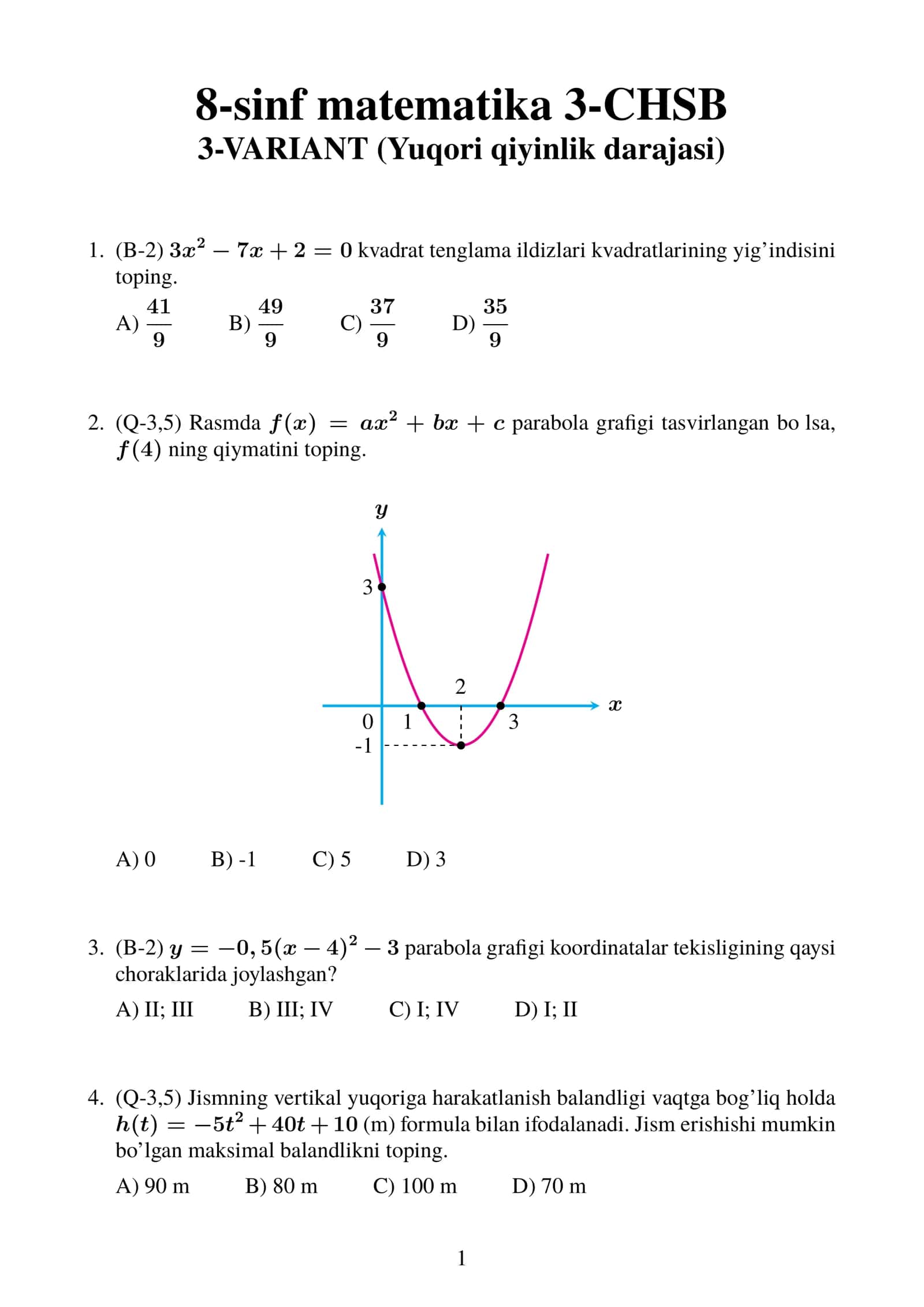 8-sinf matematika 4-CHSB 1