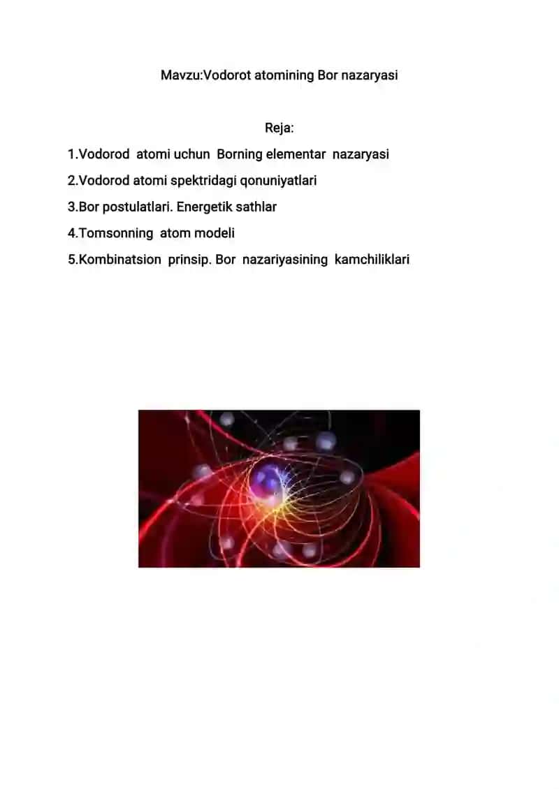 Vodorot atomining Bor nazaryasi 1