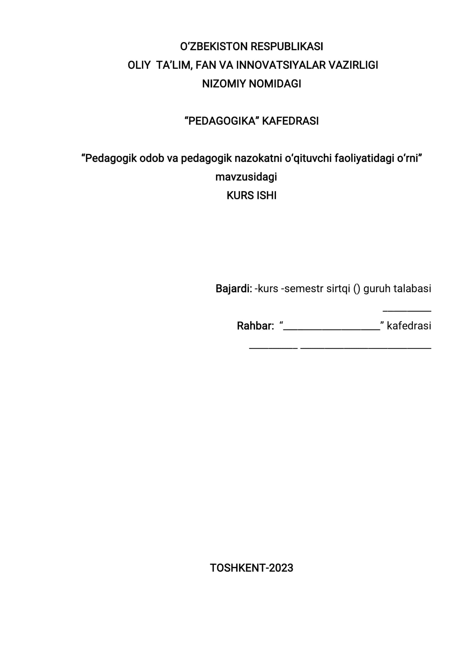 Pedagogik odob va pedagogik nazokatni o‘qituvchi faoliyatidagi o‘rni 1