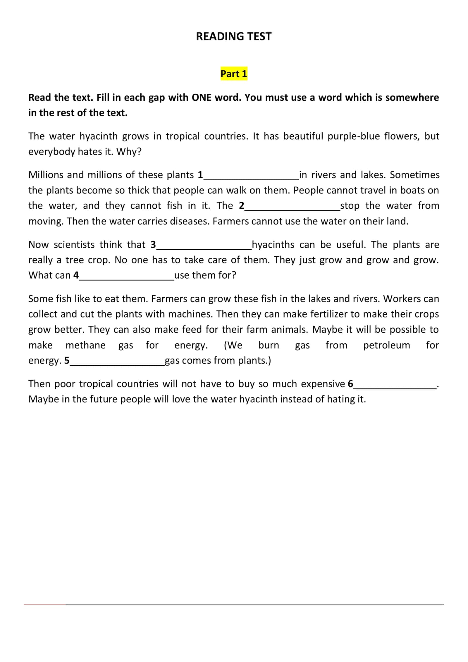 READING TEST 1