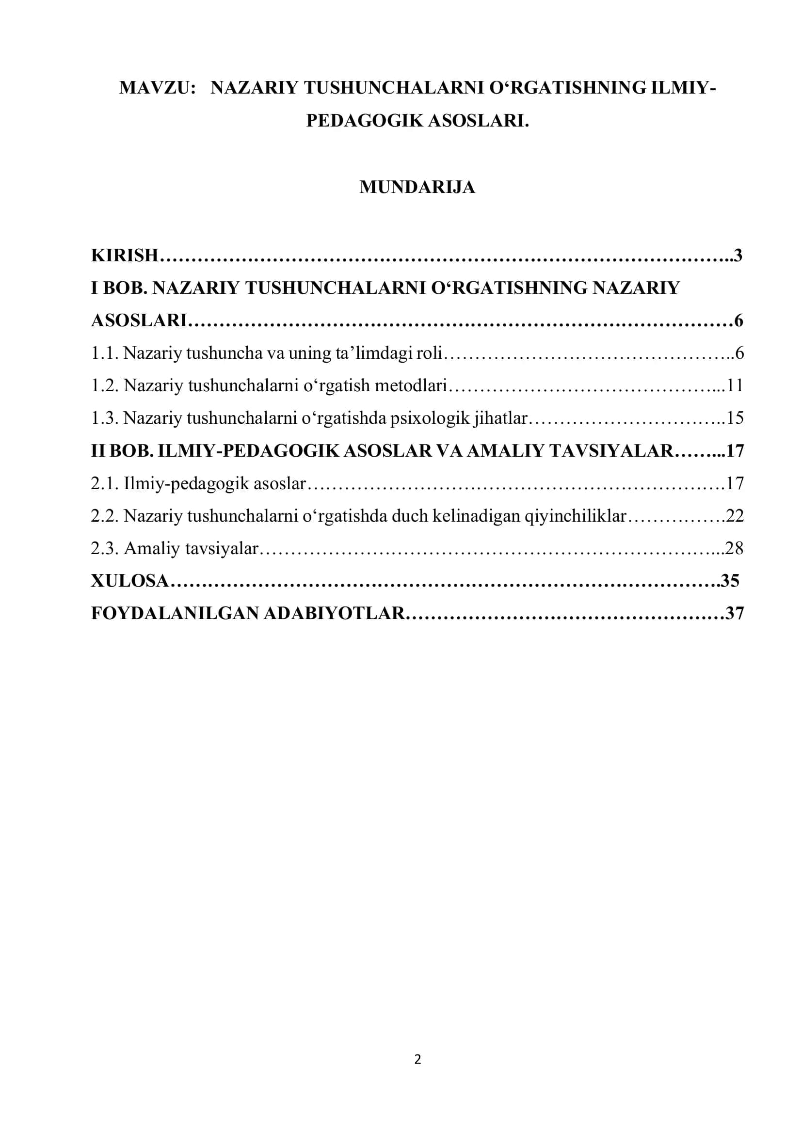 NAZARIY TUSHUNCHALARNI O'RGATISHNING ILMIY-PEDAGOGIK ASOSLARI 1