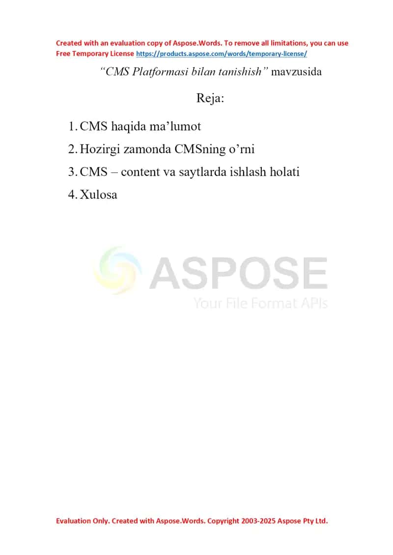 CMS Platformasi bilan tanishish 1