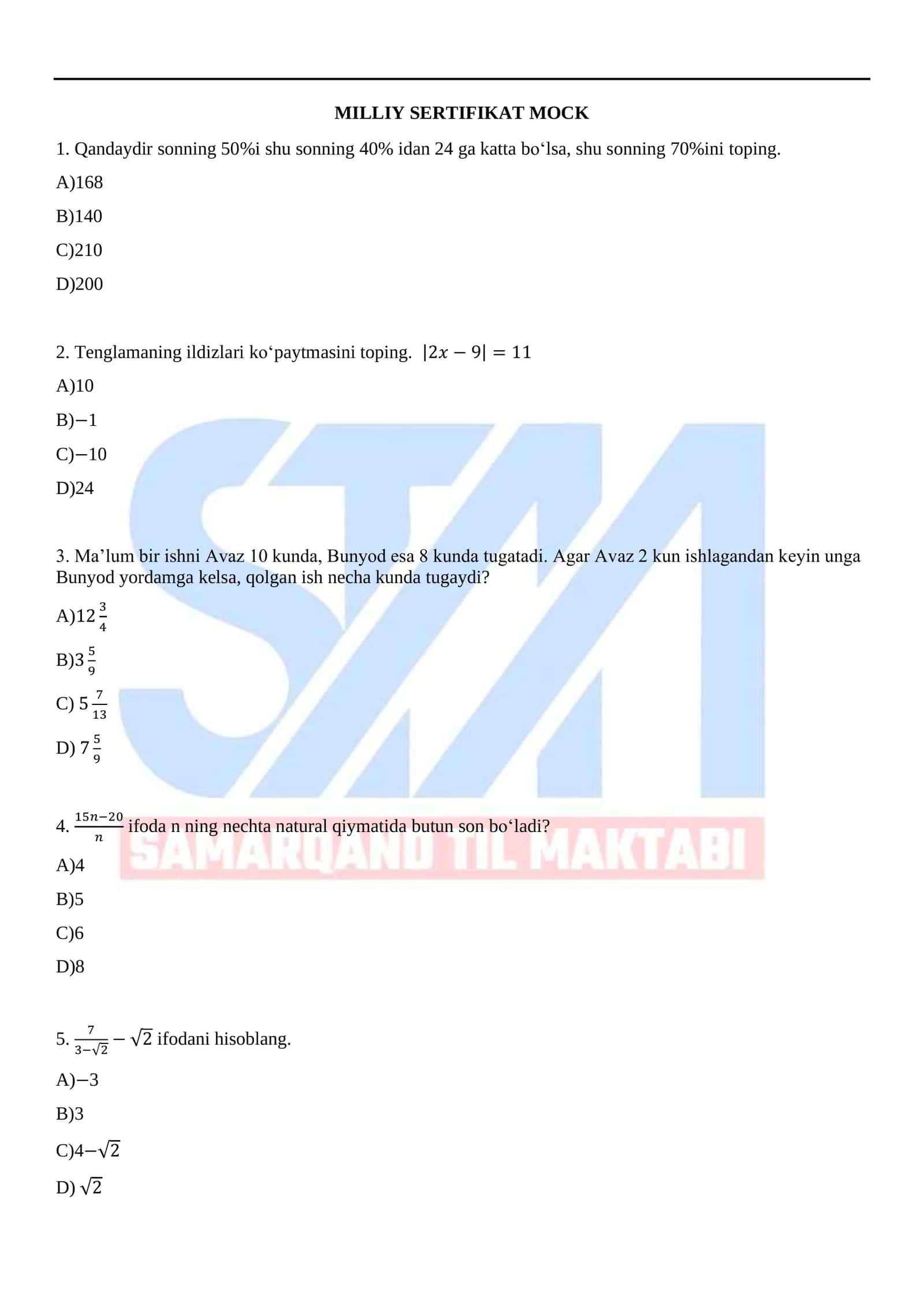 MILLIY SERTIFIKAT MOCK 1