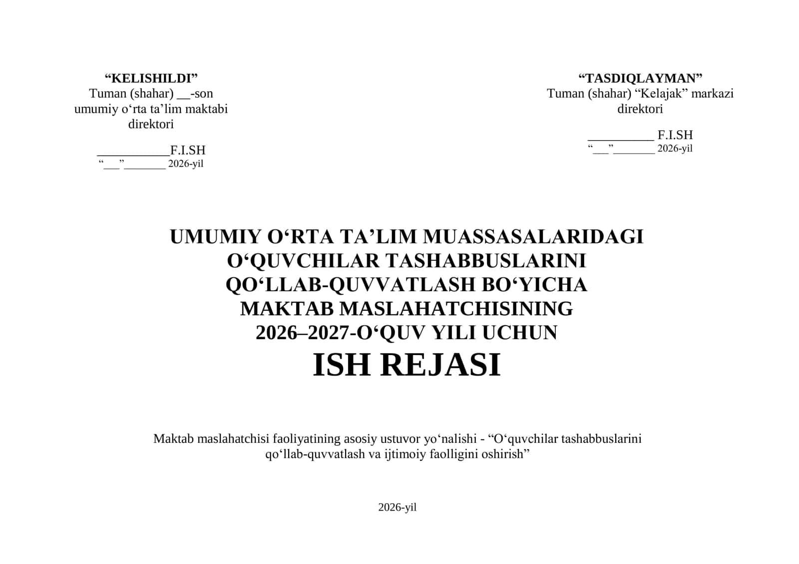 MAKTAB MASLAHATCHISI ISH REJA 2026-2027 O'QUV YILI UCHUN 1