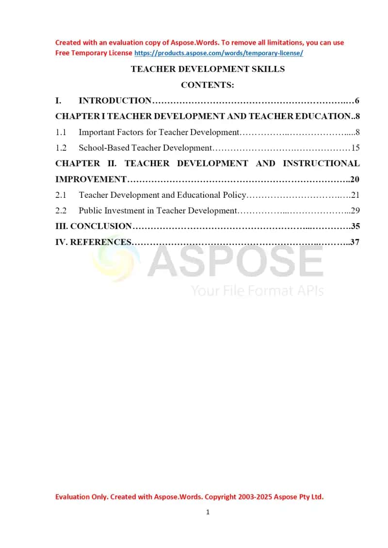 Teacher Development Skills 1