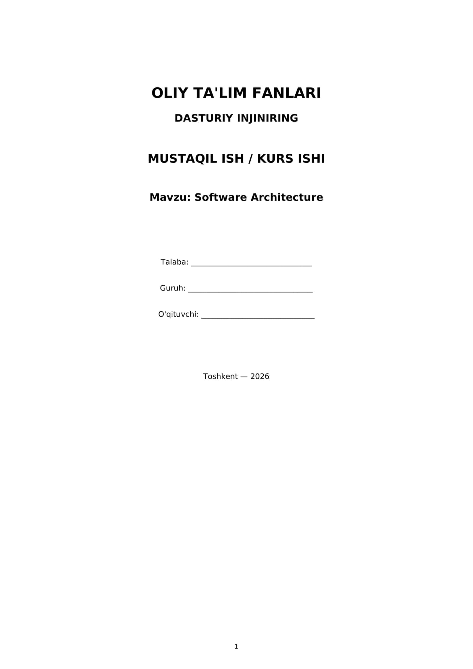 Software Architecture 1