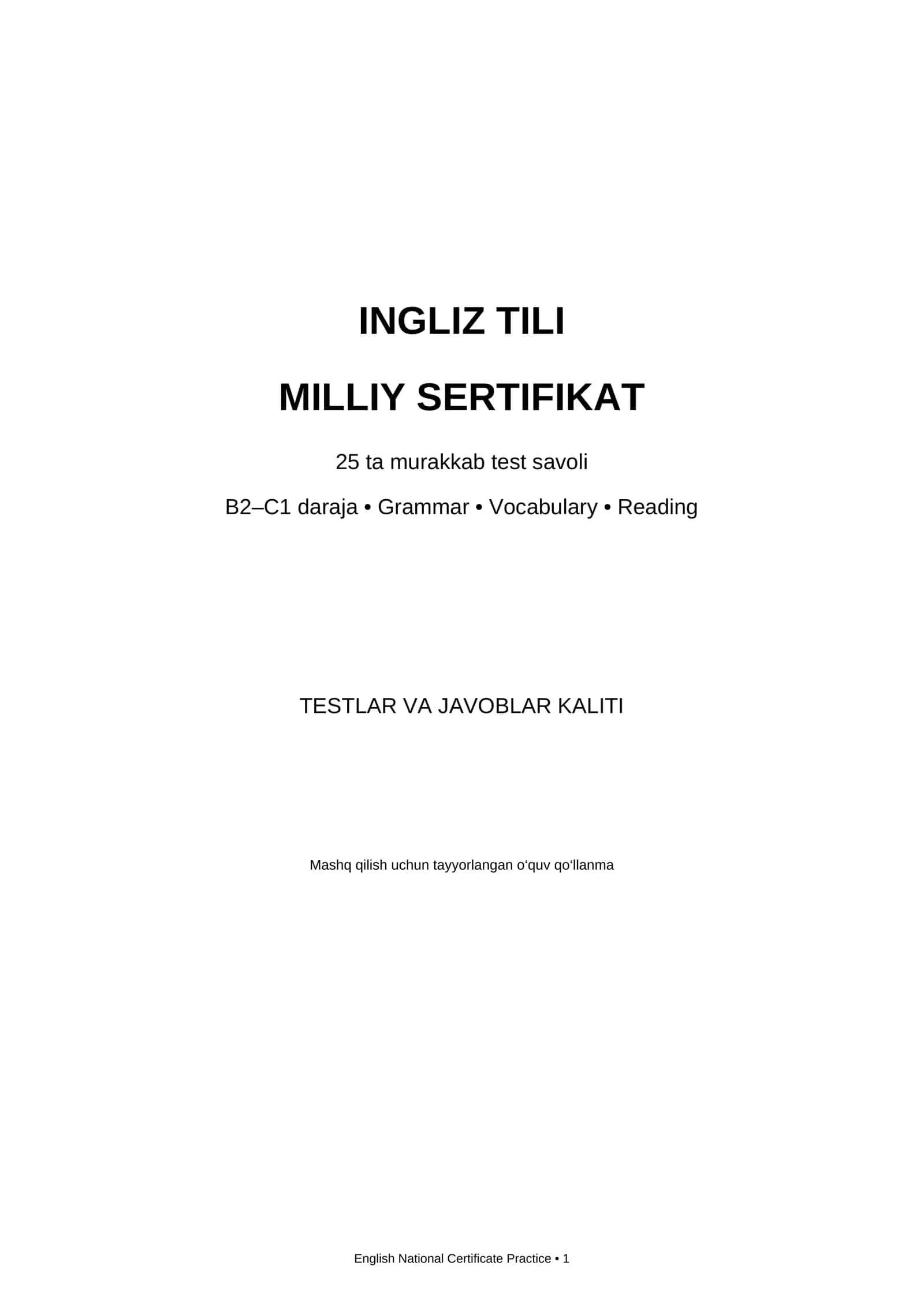 INGLIZ TILI MILLIY SERTIFIKAT 1
