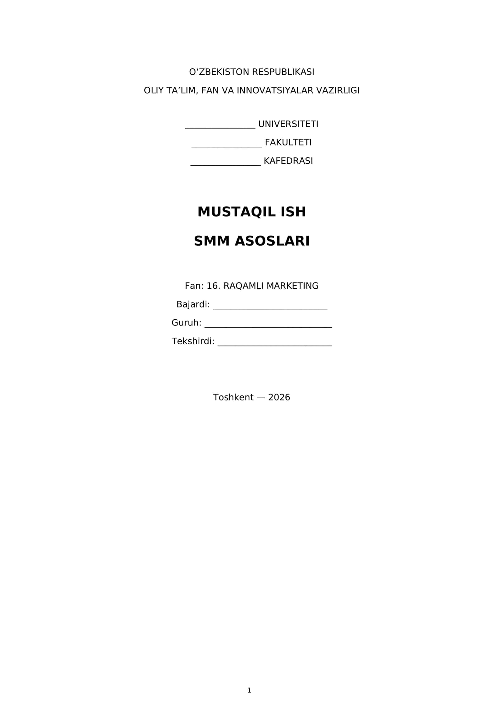 SMM Asoslari 1