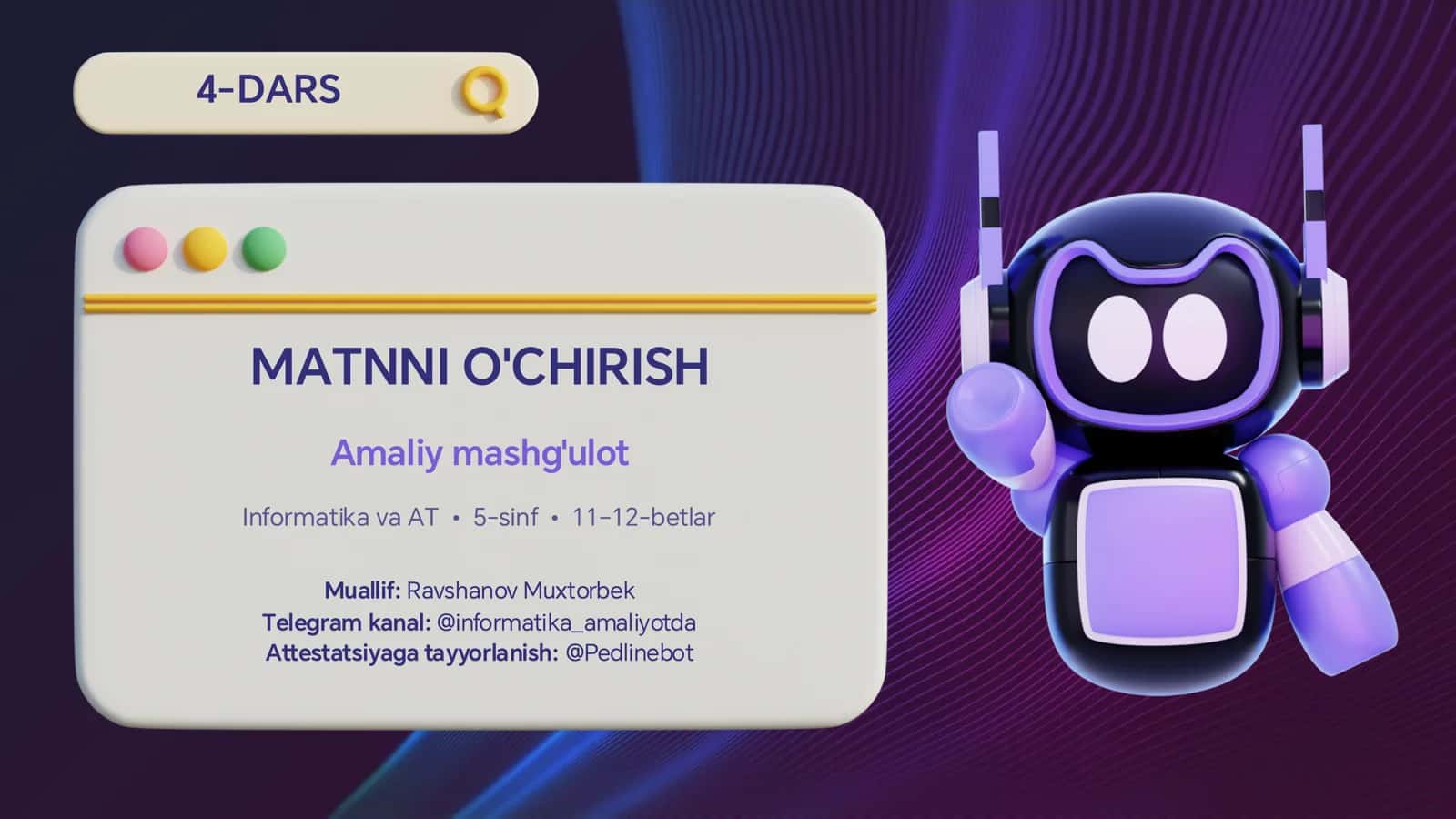 4-DARS MATNNI O'CHIRISH 1