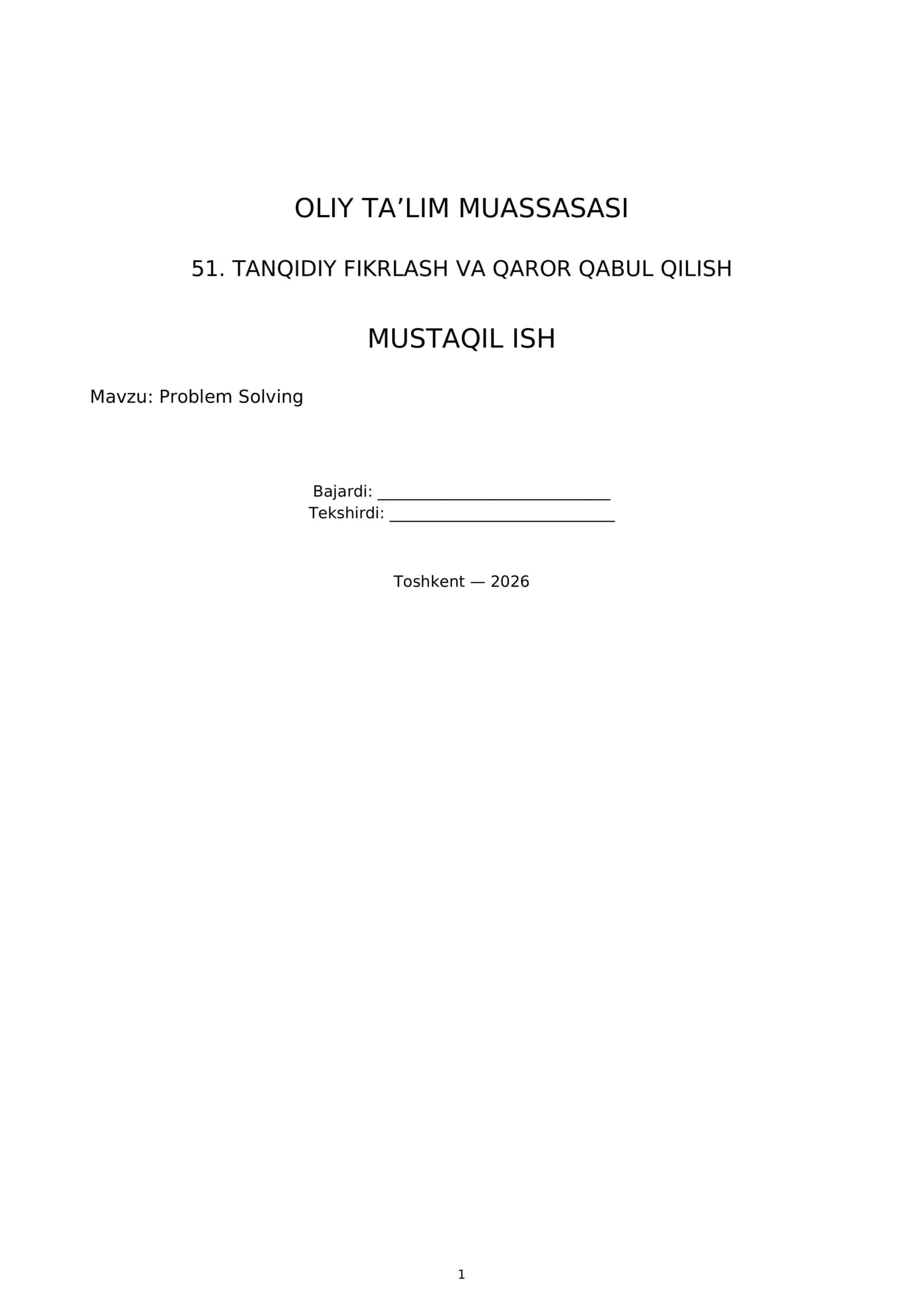 Problem Solving 1