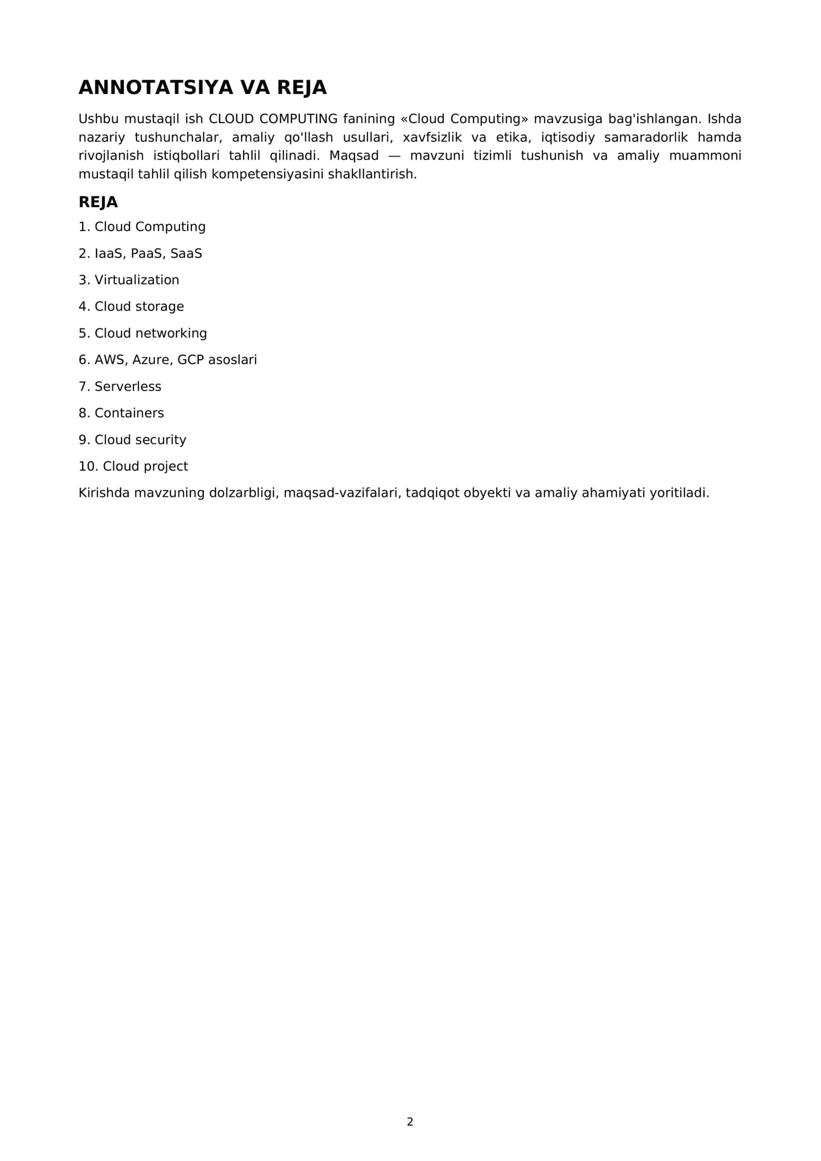 Cloud Computing 2