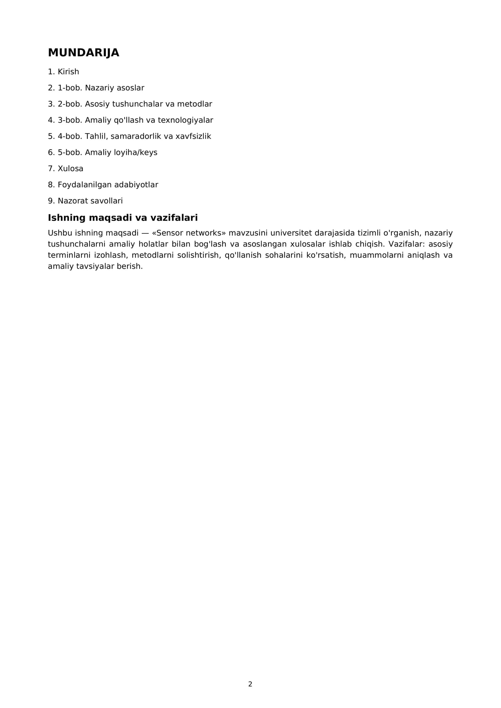 Sensor networks 2