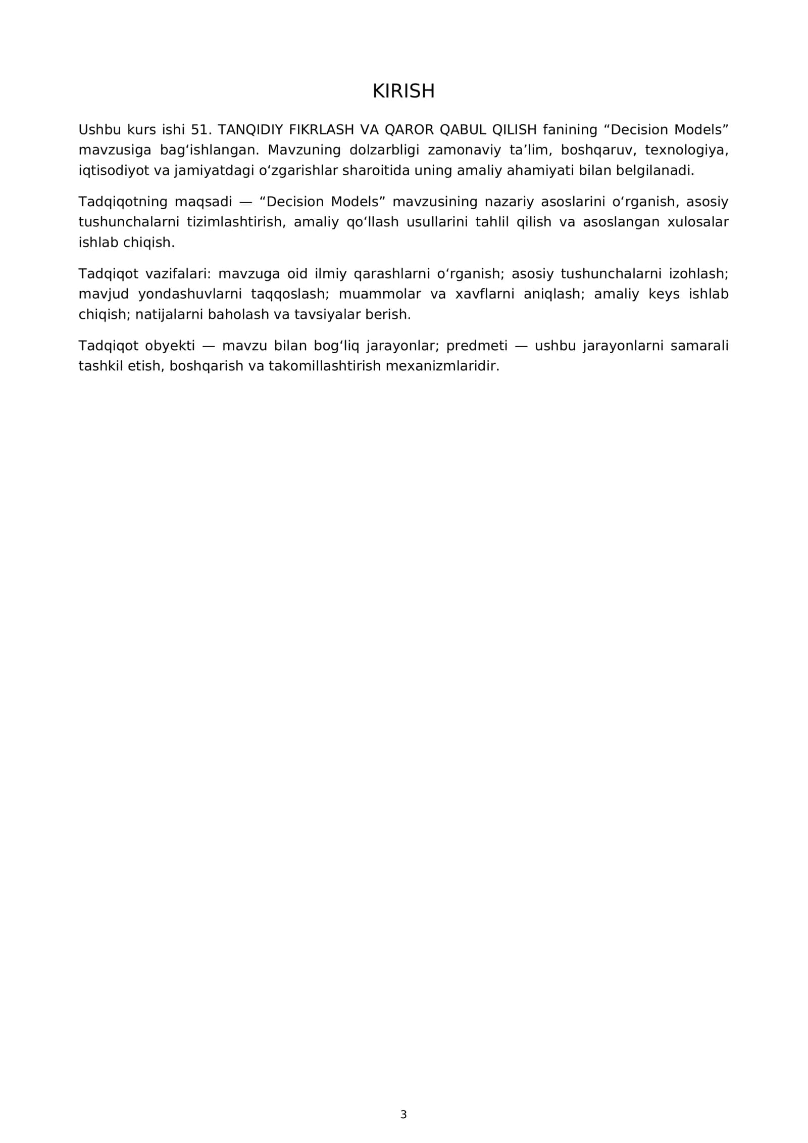 Decision Models 3