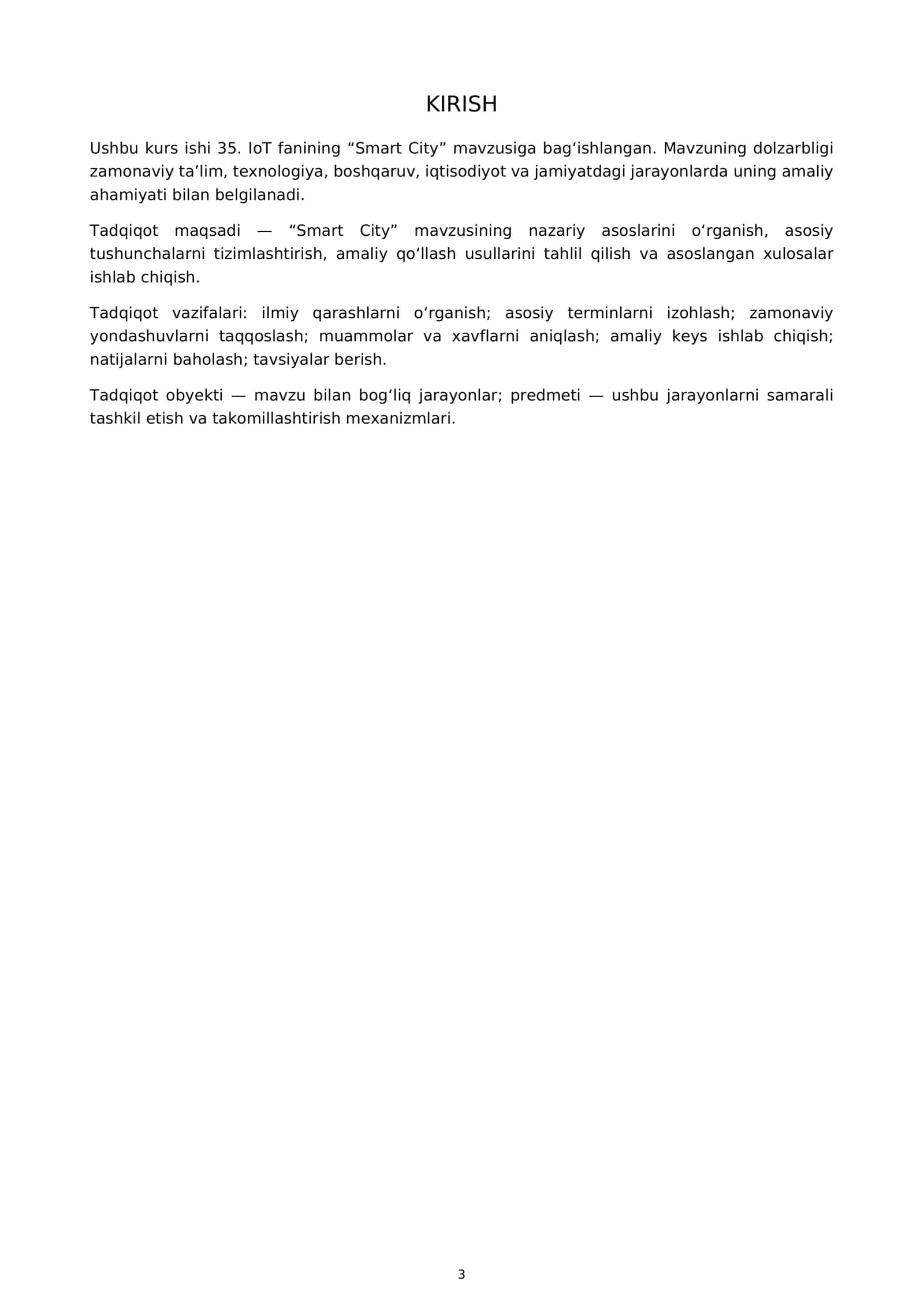 OLIY TA’LIM MUASSASASI 35. IoT KURS ISHI 3