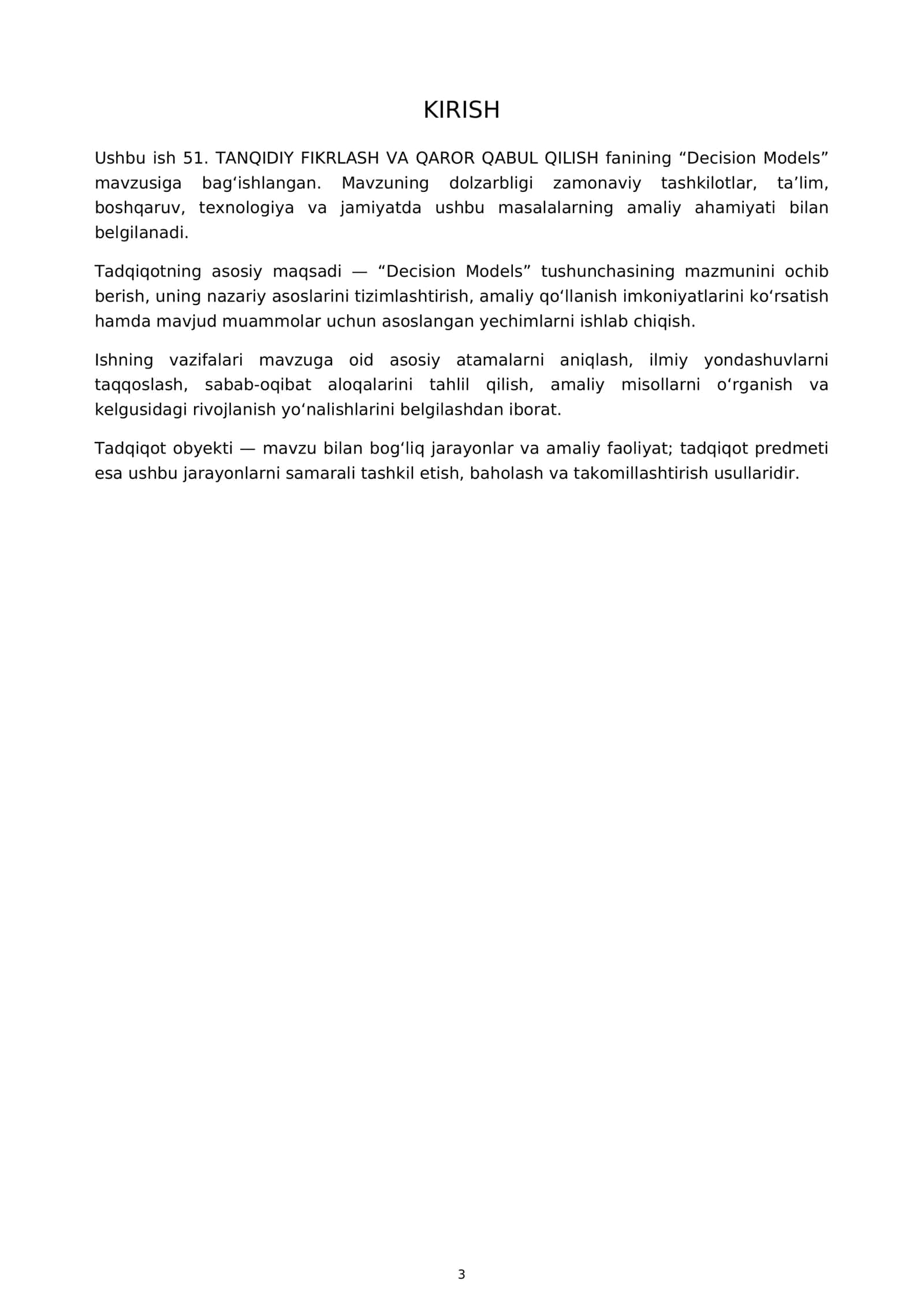 Decision Models 3