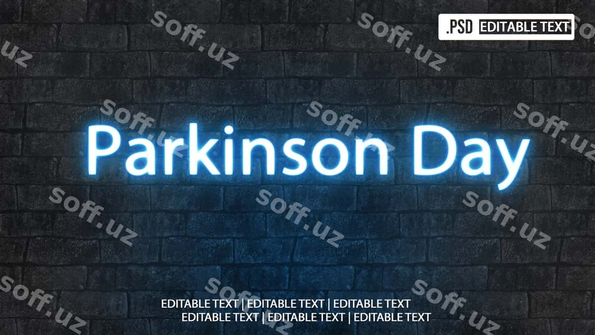 Parkinson kuni matn uslubi effekti | Parkinson day text style effect 1
