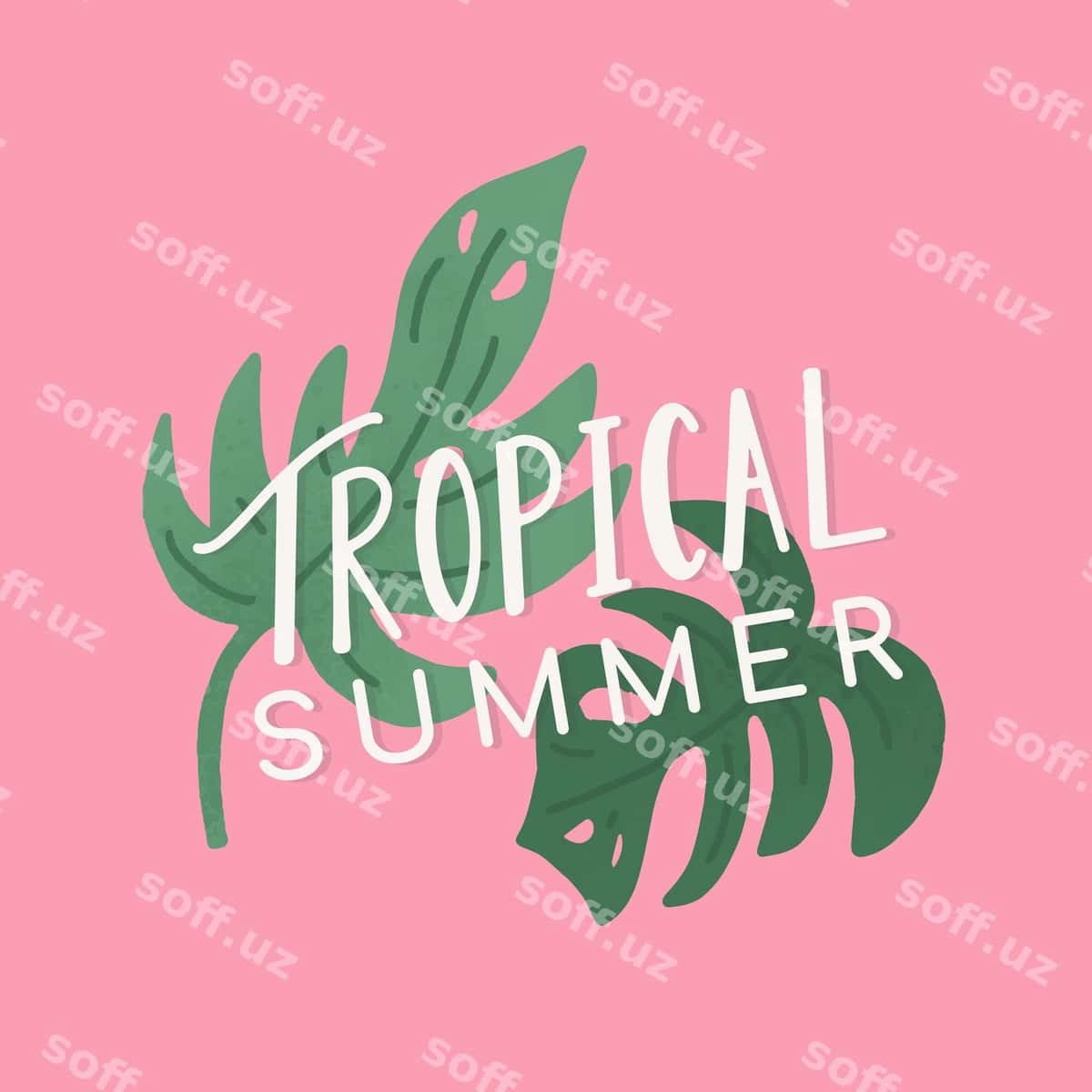 Pushti tropik yoz dizayn vektori | Pink tropical summer design vector 1