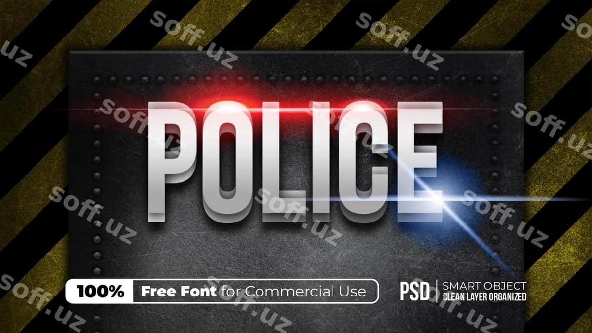 Politsiya nishoni 3D matn effekti | Police badge 3d text effect 1