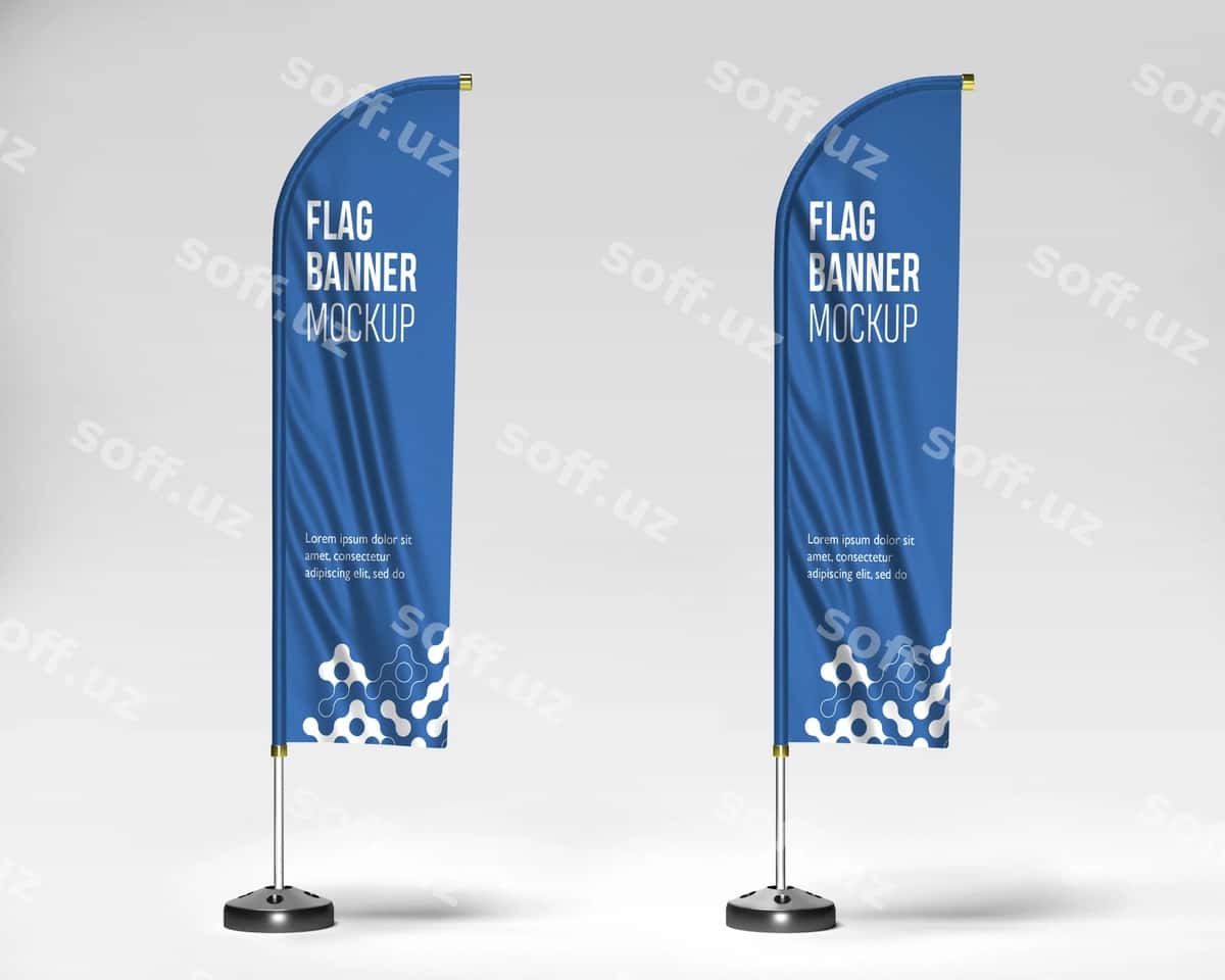 Targ'ibot qanotli bayroq baner mockup | Promotion feather flag banner mockup 1