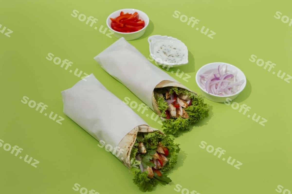 Shawarma qadoqlash mockup dizayni | Shawarma packaging mockup design 1