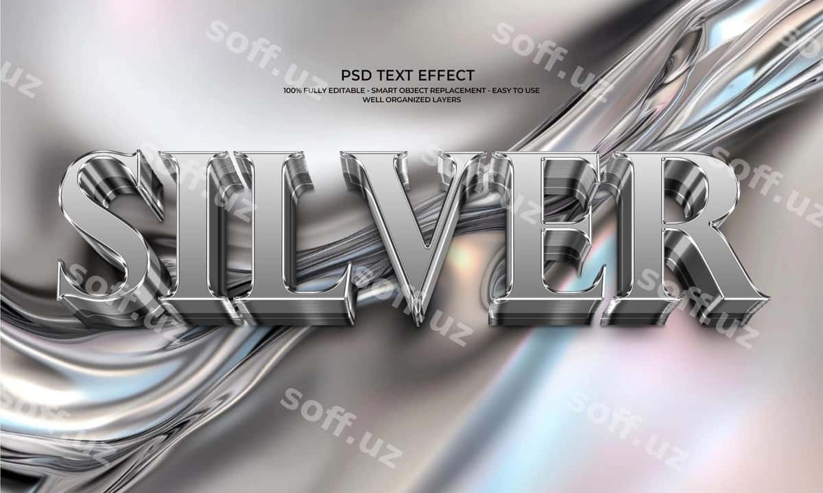 Kumush 3d matn effekti | Silver 3d text effect 1