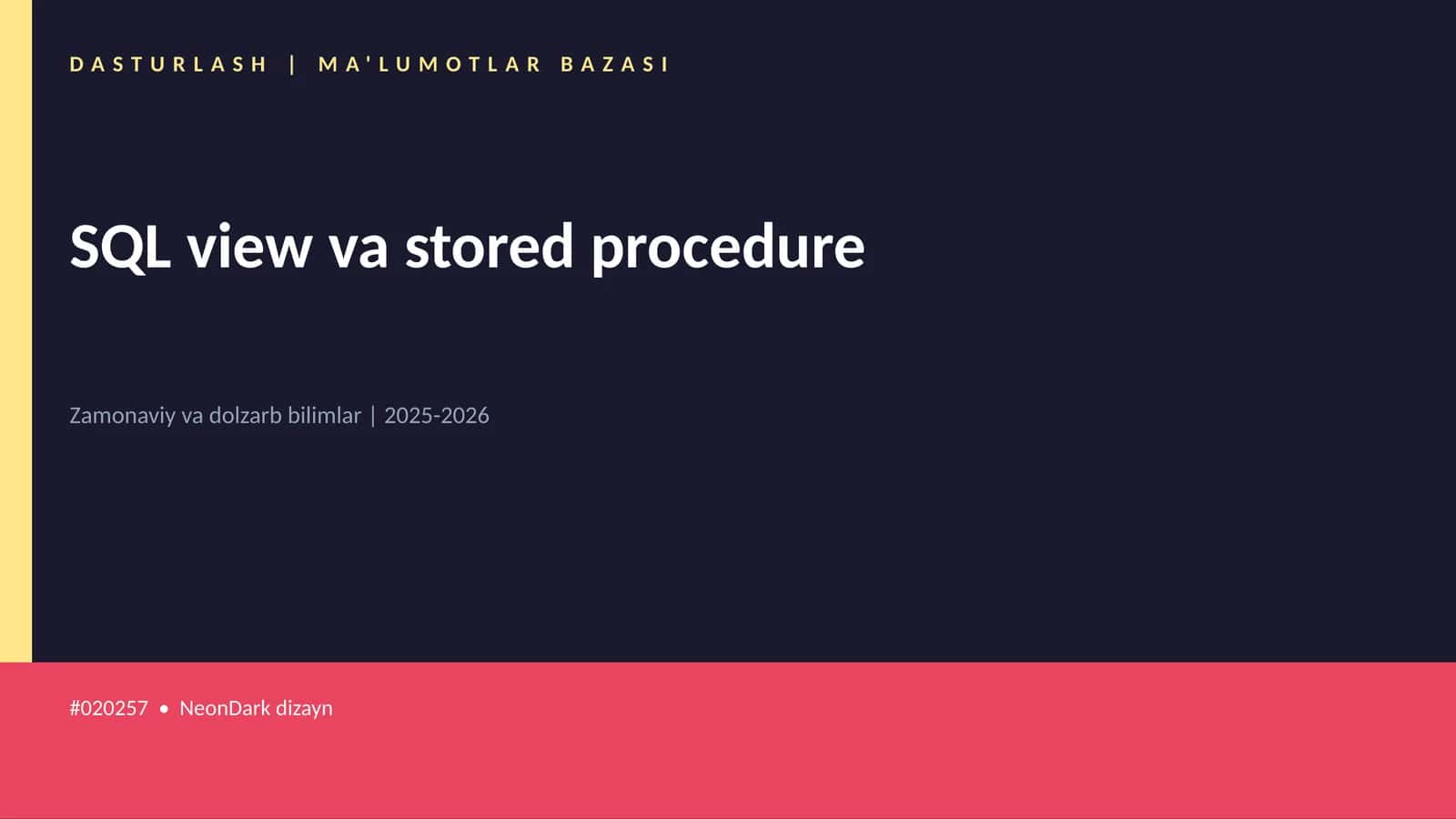 SQL view va stored procedure 1