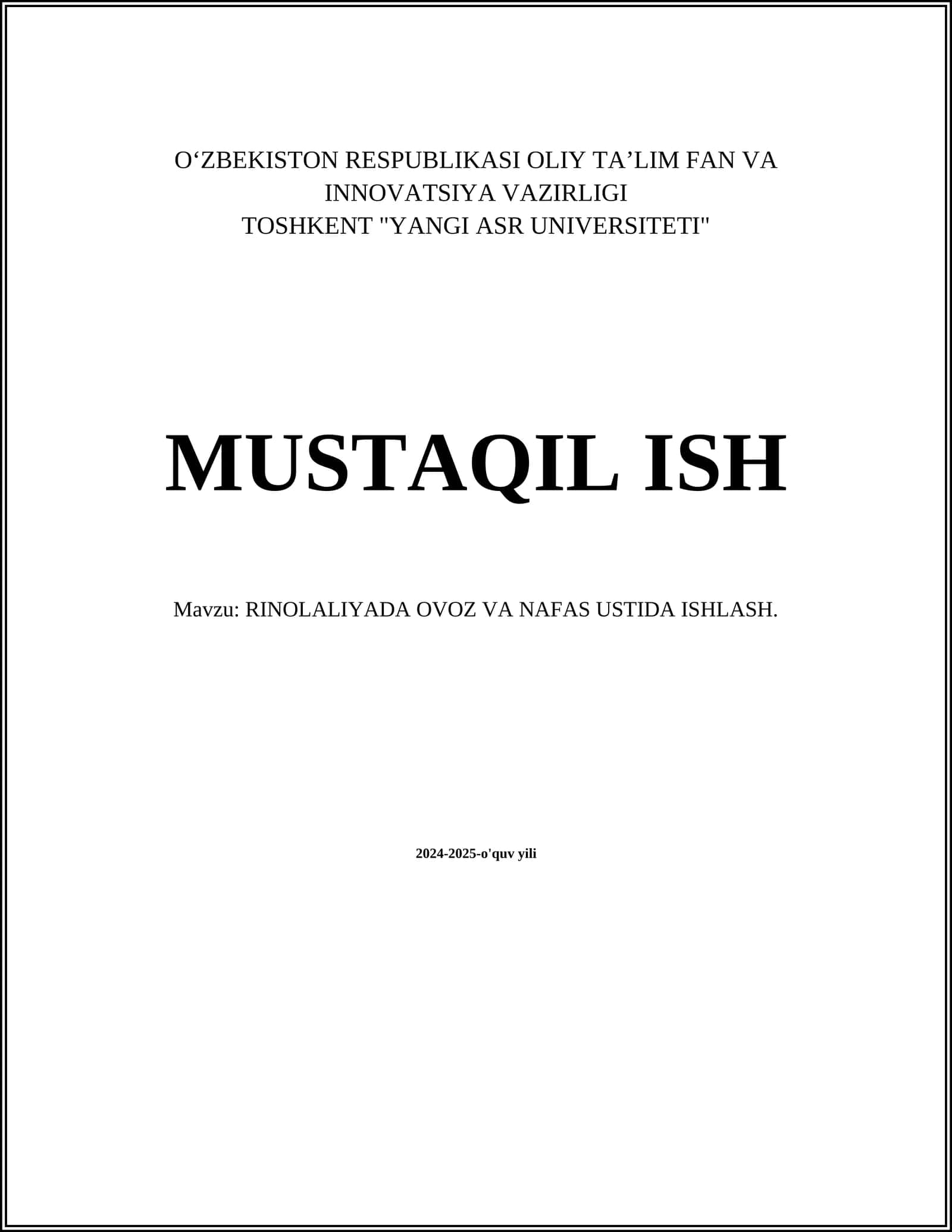 RINOLALIYADA OVOZ VA NAFAS USTIDA ISHLASH 1