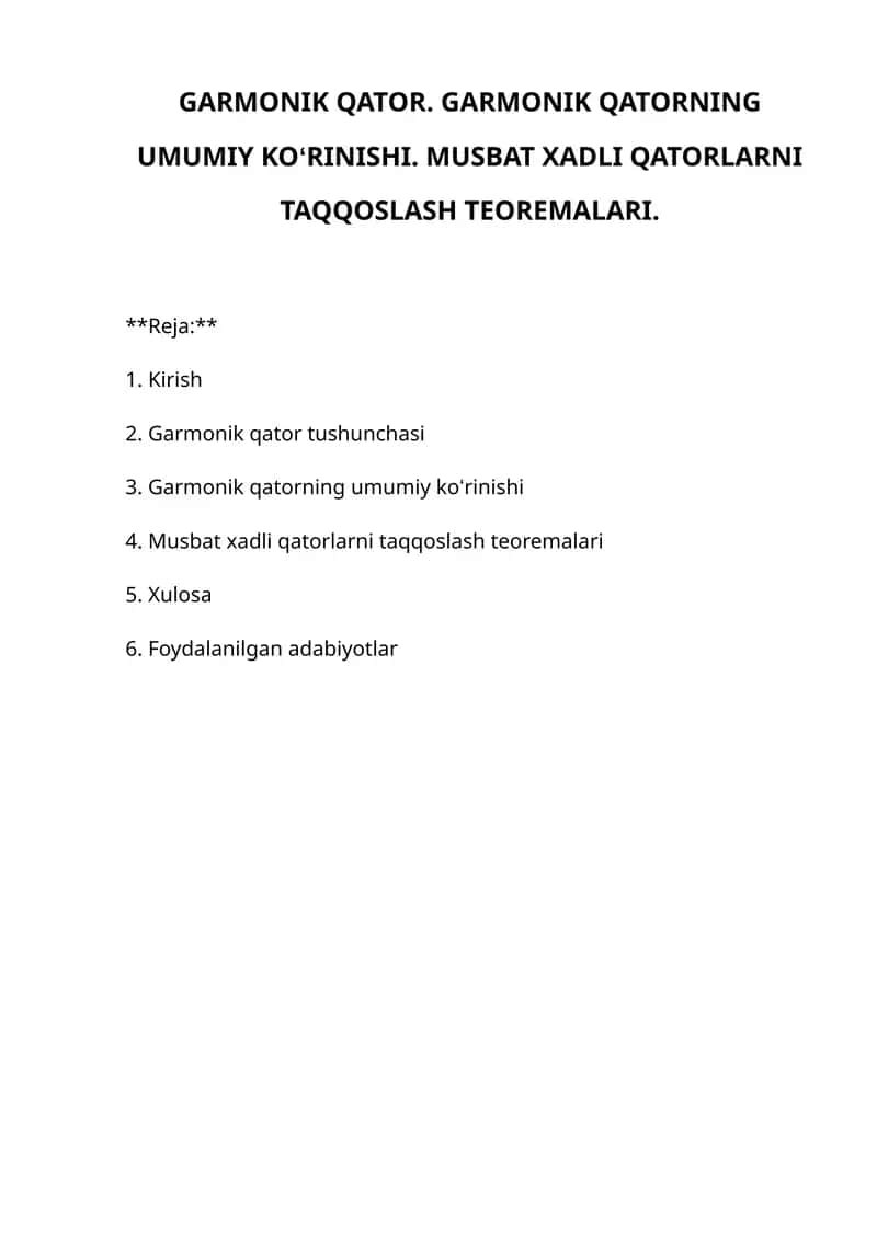 Garmonik qatorlar 1
