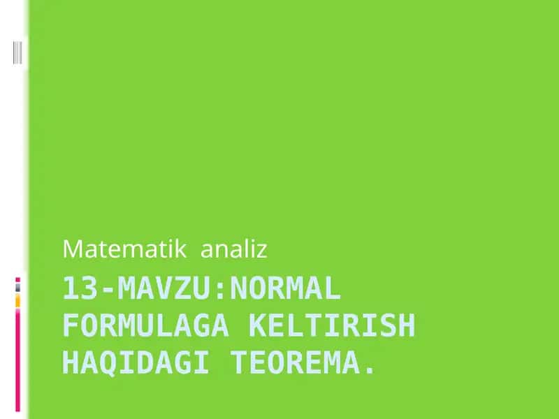normal formulaga kelish haqida teorema 1