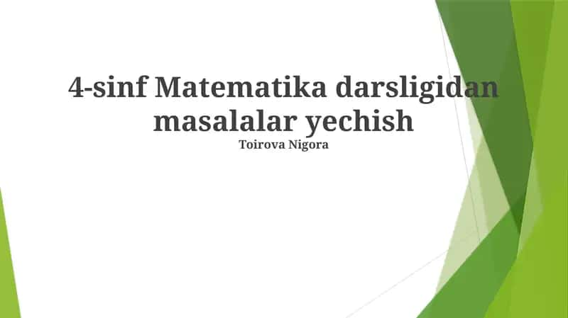 4-sinf Matematika darsligidan masalalar yechish 1
