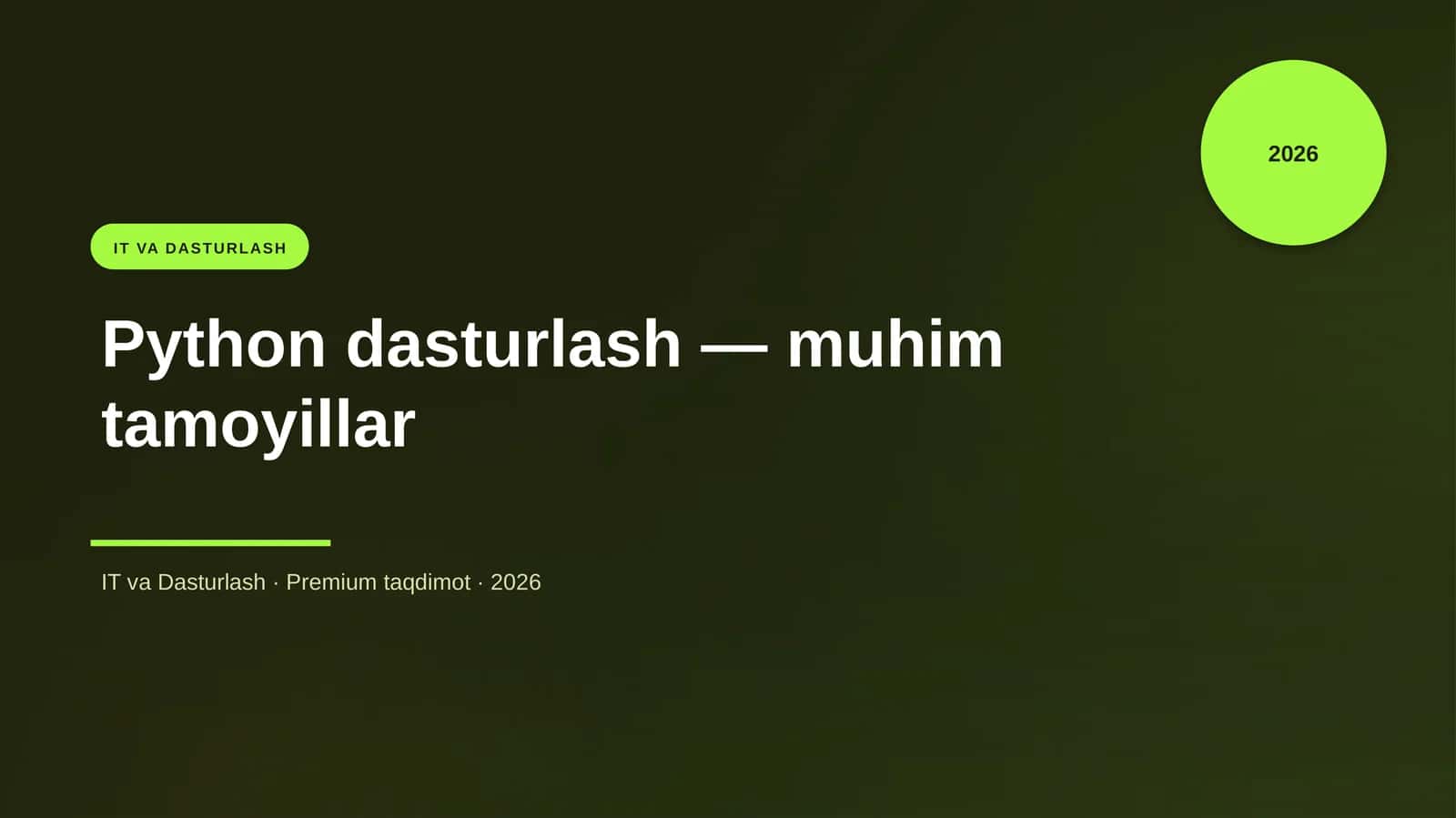 Python dasturlash — muhim tamoyillar 1