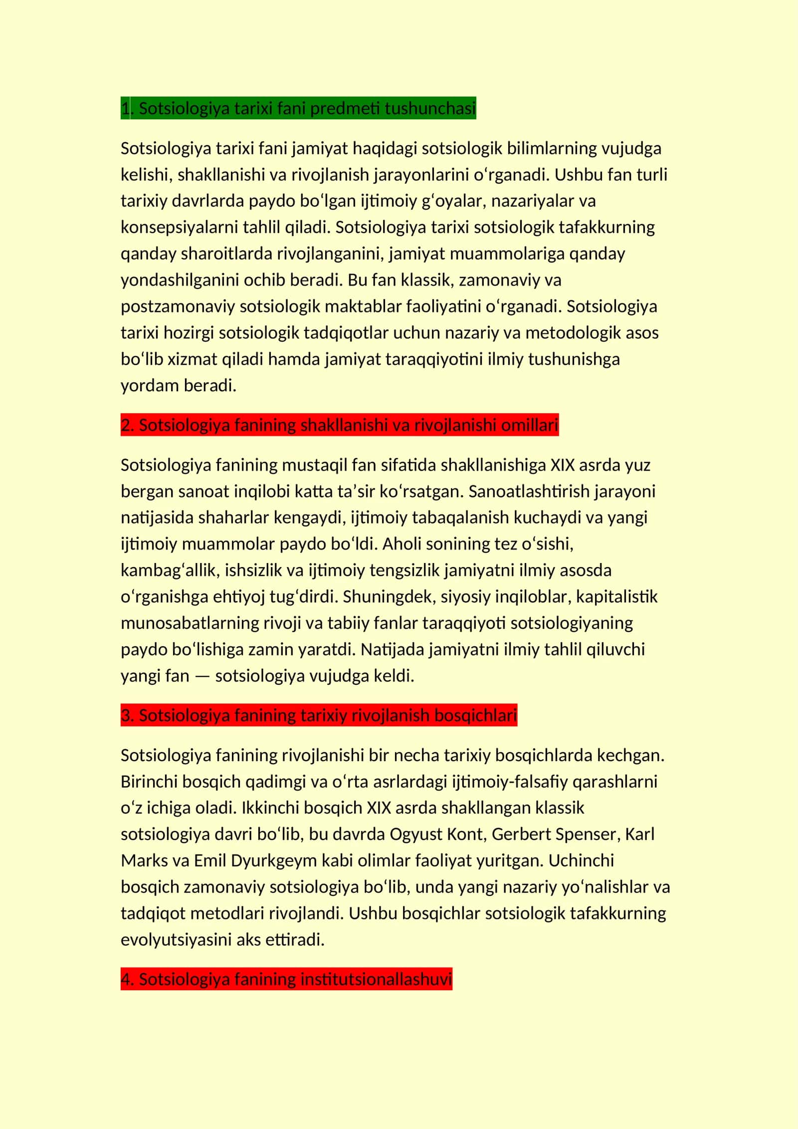 Sotsiologiya tarixi fani predmeti tushunchasi 1