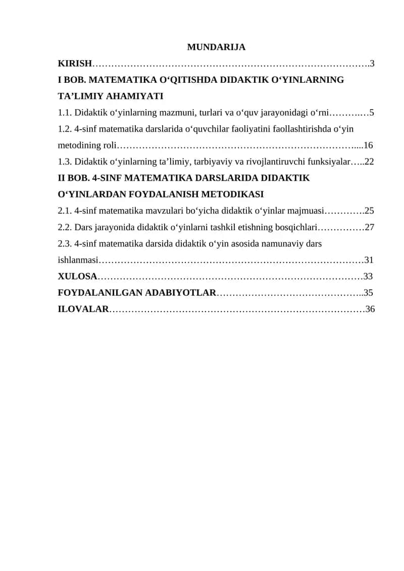 4-sinf matematika darslarida didaktik o'yinlardan foydalanish 1