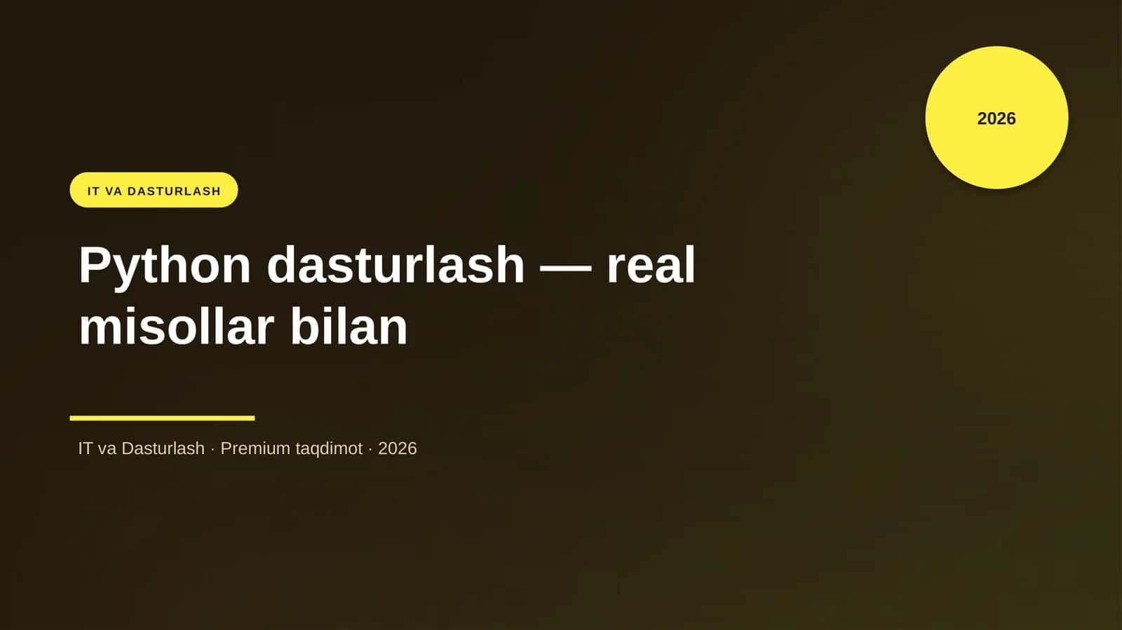 Python dasturlash — real misollar bilan 1