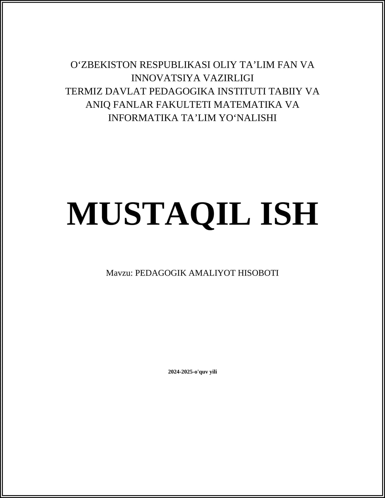 PEDAGOGIK AMALIYOT HISOBOTI 1