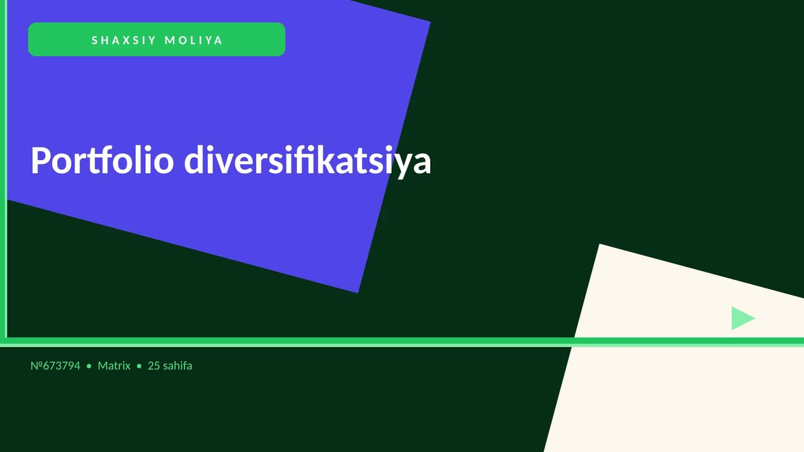 Portfolio diversifikatsiya 1