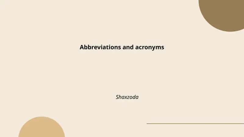 Abbreviations and acronyms 1