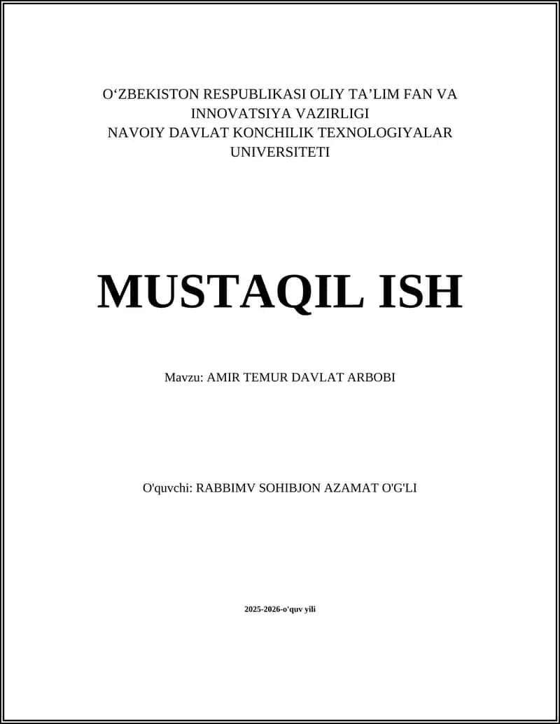 AMIR TEMUR DAVLAT ARBOBI 1