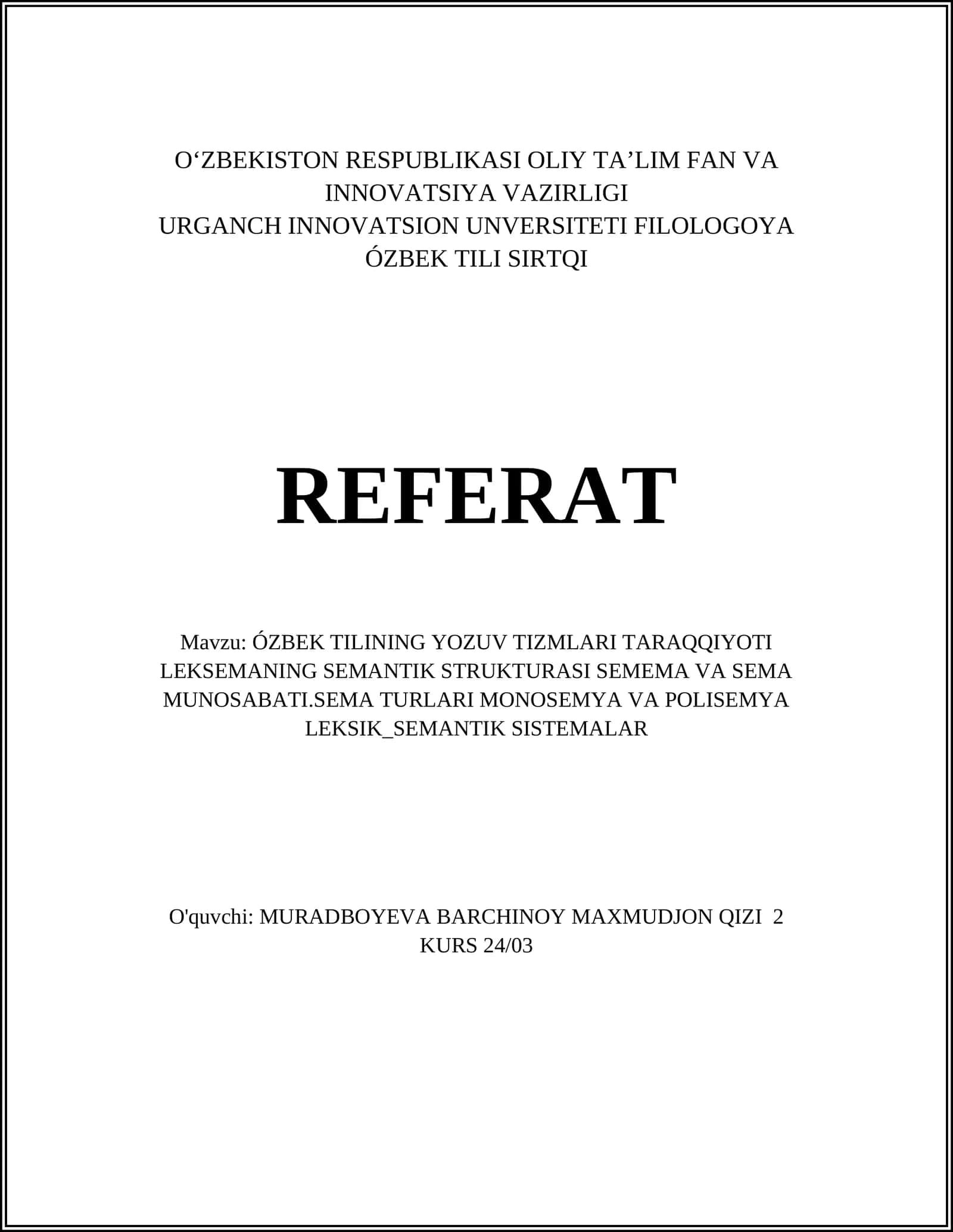 O'zbek Tilining Yozuv Tizmlari Taraqqiyoti 1